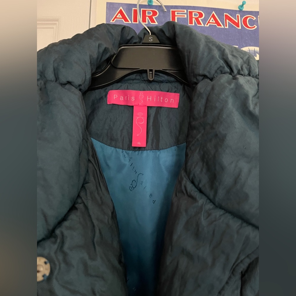 Teal Paris Hilton Puffer jacket Y2k 90s